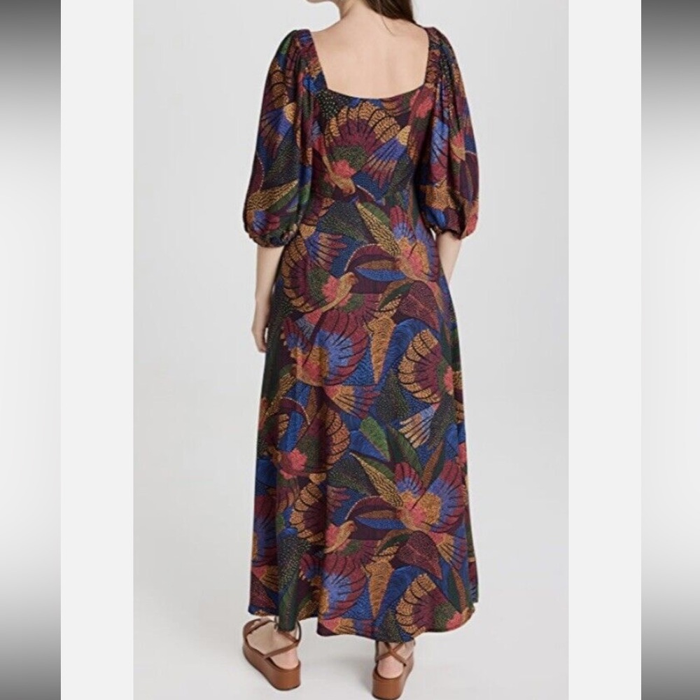 Farm Rio Dotted Macaws Midi Dress,‎ Size XS, EUC - Picture 2 of 11